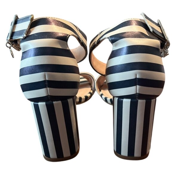 Nanette Lepore Tilda striped heel sandals navy 8 M - Picture 6 of 9
